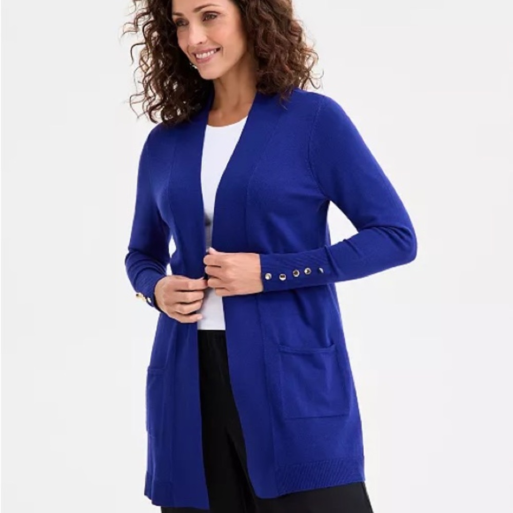 JM Collection Cardigan Women's XL Lagenlook Modern Office Pockets Lightweight - Picture 6 of 14